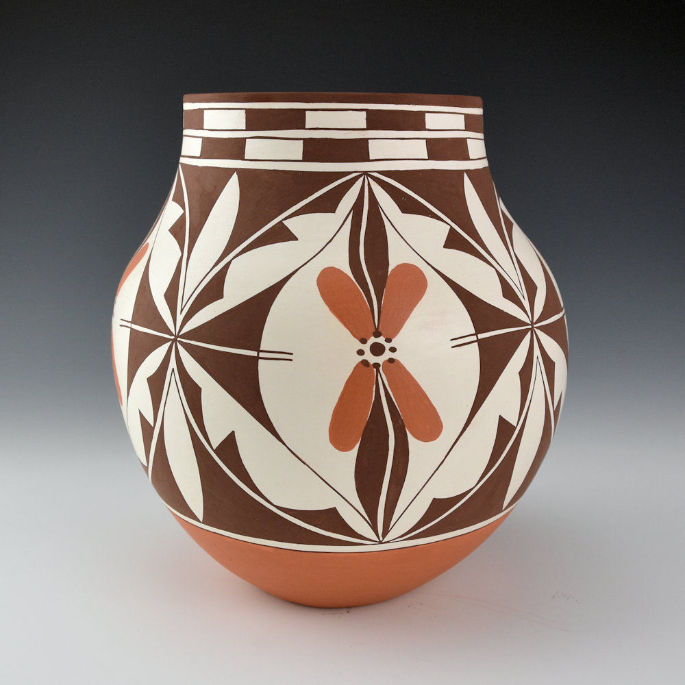 Patricio, Felisha- Jar with Flowers, Butterflies, and Checkerboard Rim