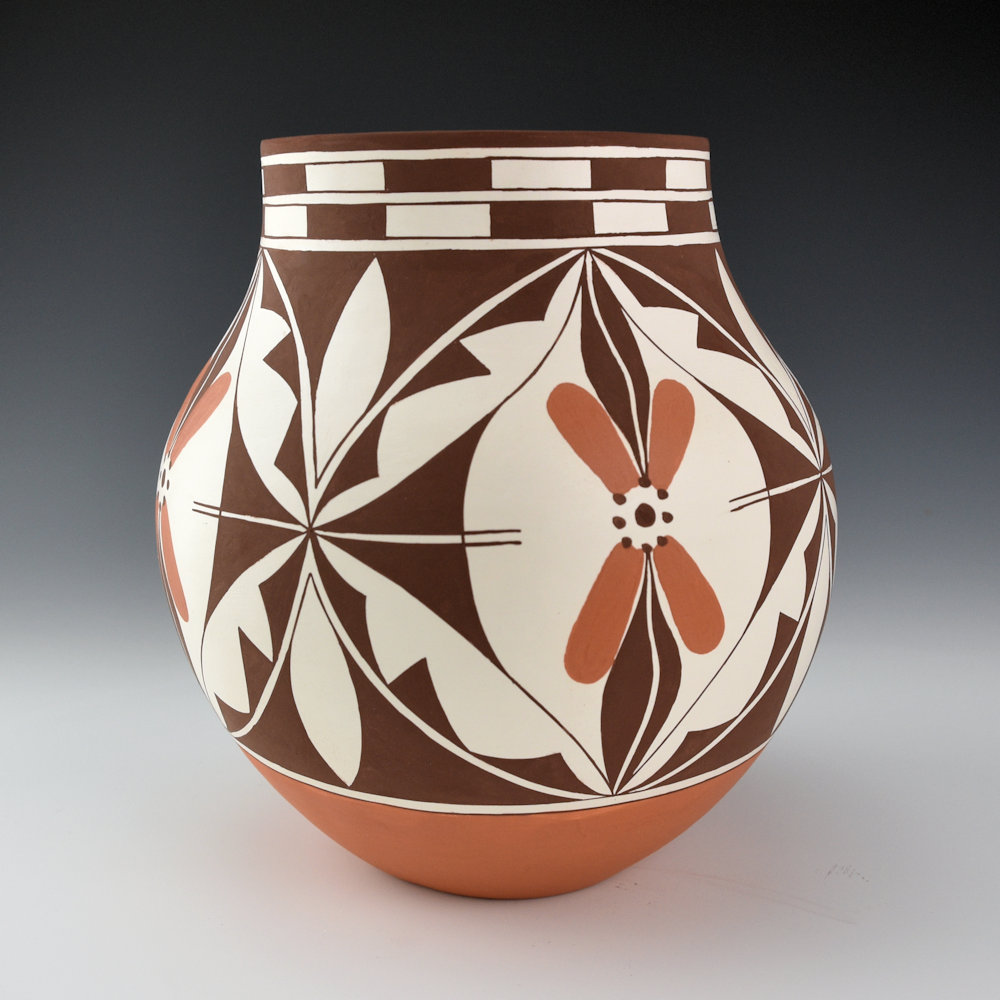 Patricio, Felisha- Jar with Flowers, Butterflies, and Checkerboard Rim - Image 3
