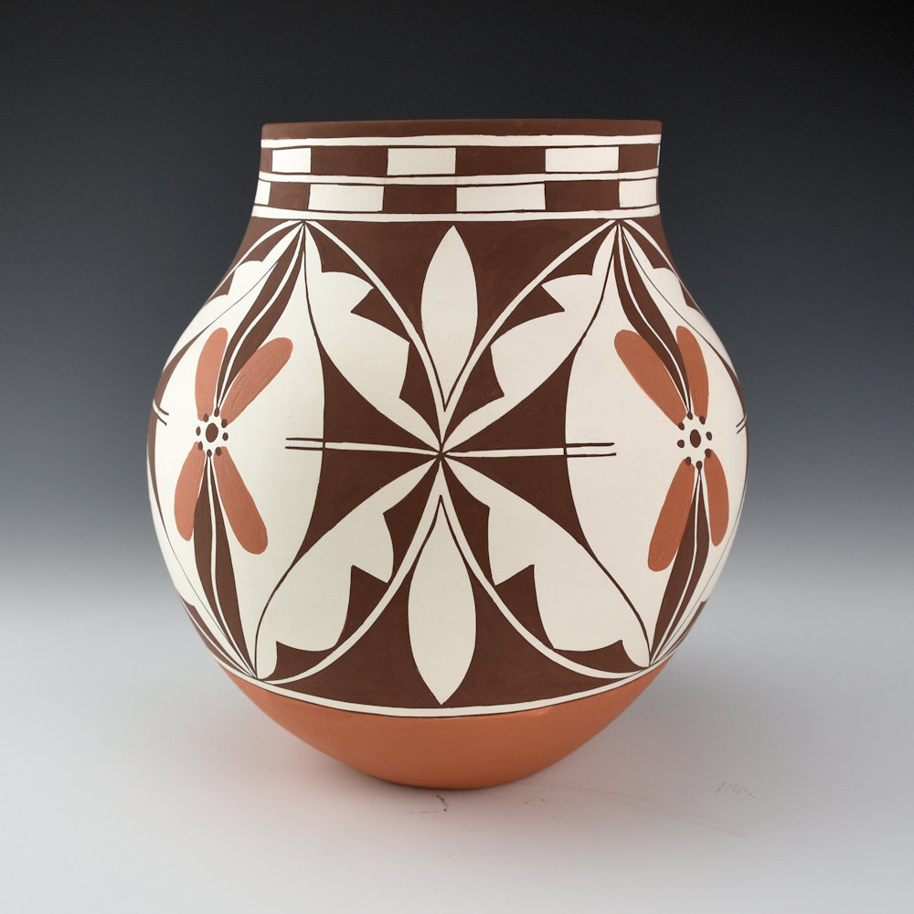 Patricio, Felisha- Jar with Flowers, Butterflies, and Checkerboard Rim - Image 2