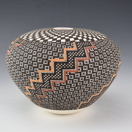 Antonio, Frederica - Seedpot with Corn Designs and Checkerboard Top