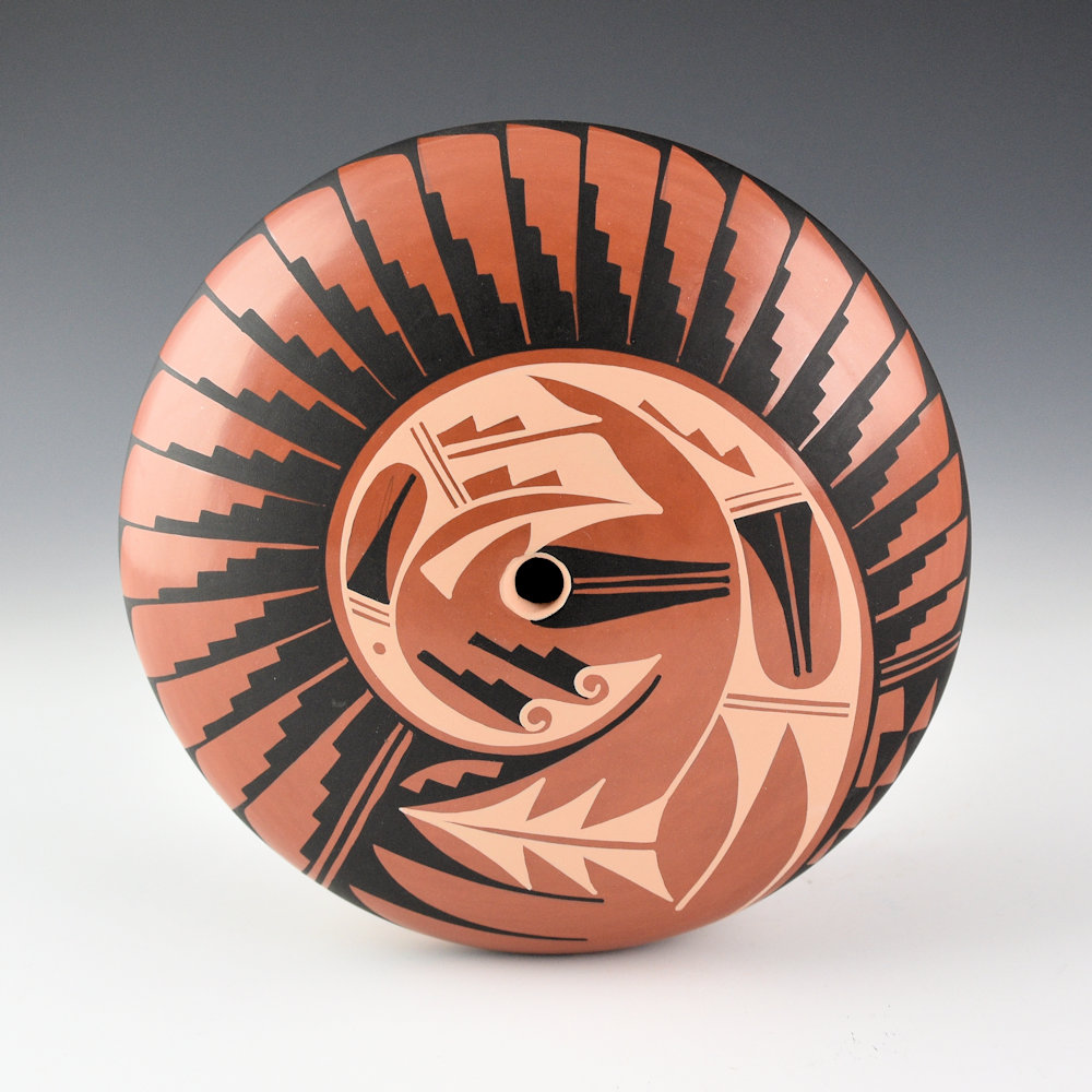 Sandia, Geraldine - Polychrome Seedpot with Feather and Rain Designs