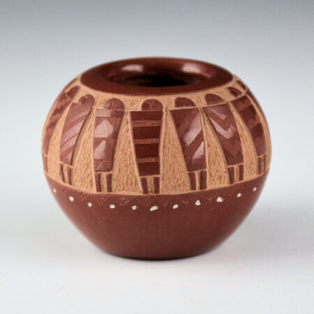 Garcia, Gloria "Golden Rod" - Red Bowl with 16 Blanket Dancers