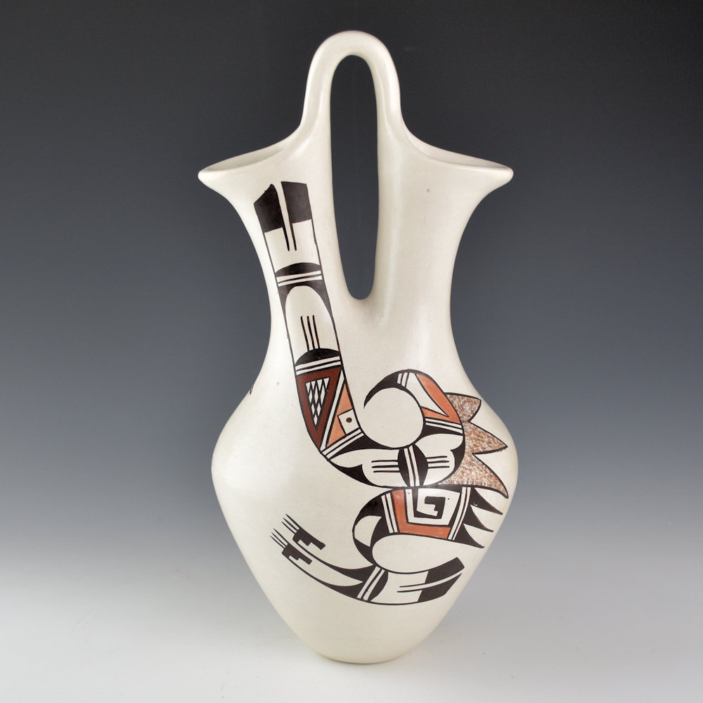 Naha, Helen "Featherwoman" - 11" Tall Wedding Vase with Hopi Birds (1980s)