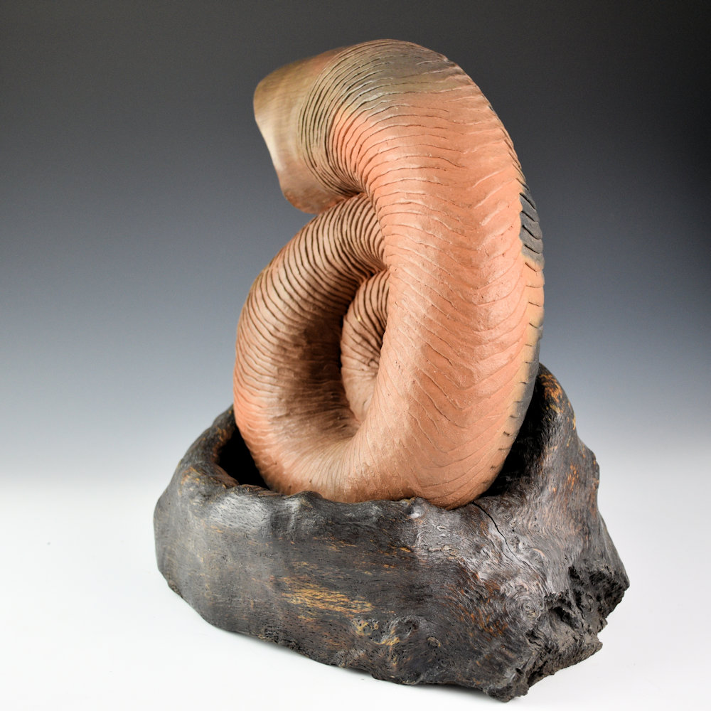 Zane Smith, Jamie - "Nautilus" Corrugated Swirling Jar (2 pieces) - Image 3