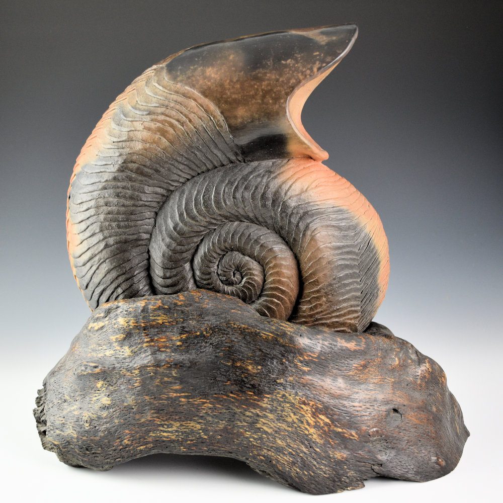 Zane Smith, Jamie - "Nautilus" Corrugated Swirling Jar (2 pieces)