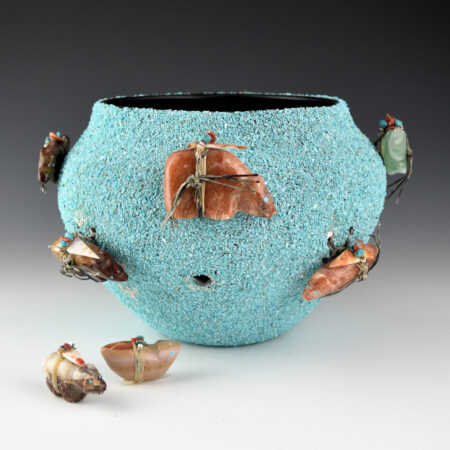 Alternative view of Boone, Lena - Large Zuni Fetish Jar with 10 Fetishes (1980s)