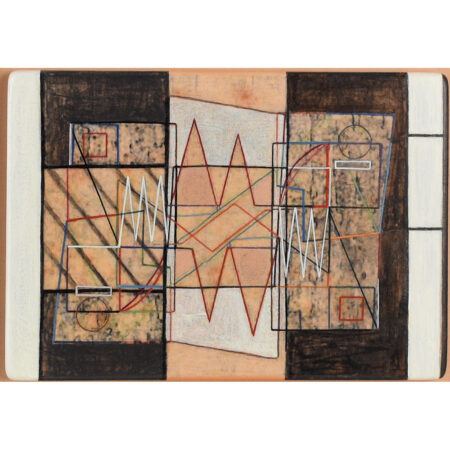 Alternative view of Namingha, Les - "Double Katsina Face" Clay Tile, Framed (1998)