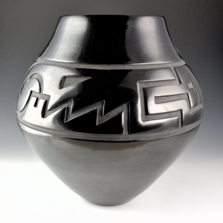 Alternative view of Tafoya, LuAnn - 12" Tall Jar with Carved Old-Style Avanyu and Birds