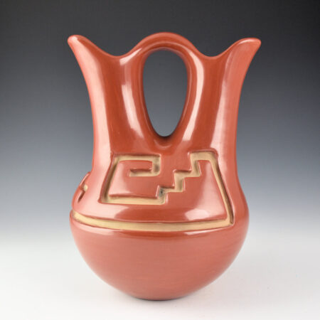 Alternative view of Tafoya, Margaret - Red Wedding Vase with Mesa and Rain Designs (1980's)