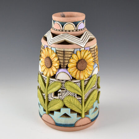 Alternative view of Honyouti, Mavasta - "Reaching for the Sun" Fully Carved Cottonwood Carving