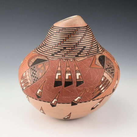 Alternative view of Begaye, Nathan - Polychrome Jar with Bird Wings, Feathers, and Checkerboard Neck (1984)