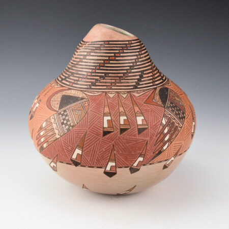 Begaye, Nathan - Polychrome Jar with Bird Wings, Feathers, and Checkerboard Neck (1984)