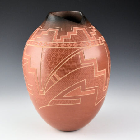 Folwell, Polly Rose - 8" Tall Jar with Asymmetric Rim and Mesa Designs