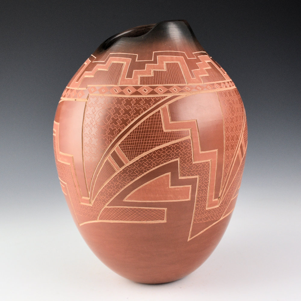 Folwell, Polly Rose - 8" Tall Jar with Asymmetric Rim and Mesa Designs - Image 3