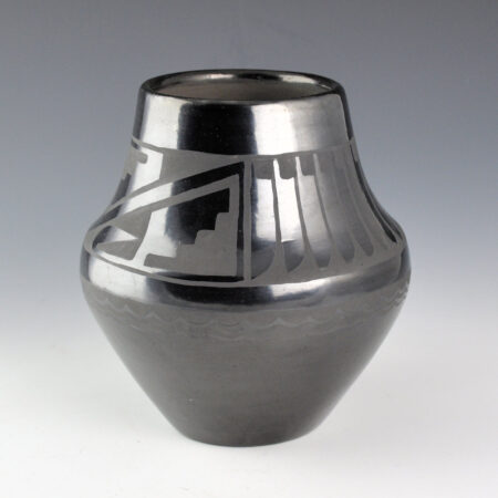 Alternative view of Martinez, Santana and Adam - Black Jar with Feather, Cloud and Rain Designs (1970s)