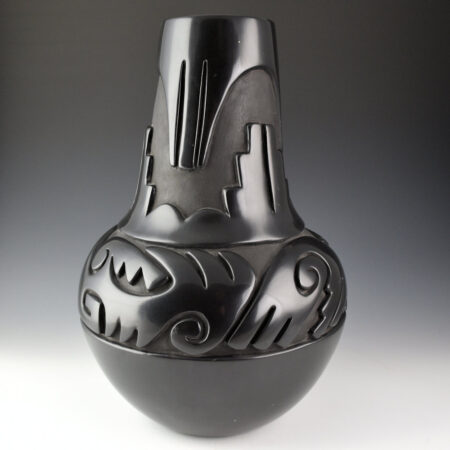 Alternative view of Naranjo, Teresita  - 14" Tall Jar with Carved Avanyu and Rain Clouds (1980s)