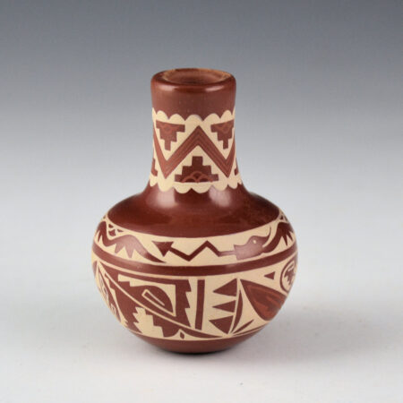 Curran, Ursula - Red Long Neck Jar with Avanyu and Clouds