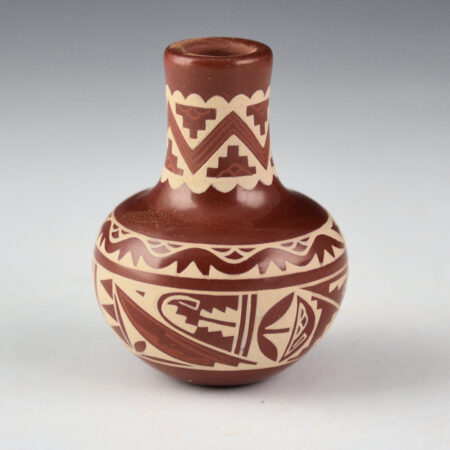 Alternative view of Curran, Ursula - Red Long Neck Jar with Avanyu and Clouds
