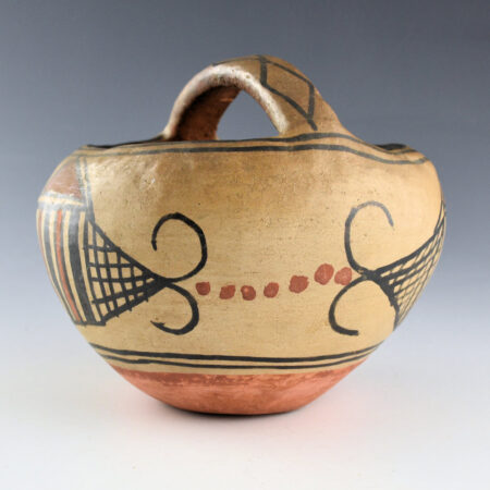 Alternative view of Unsigned - San Ildefonso Polychrome Bowl with Rainbow Design, Handle (1910-15)