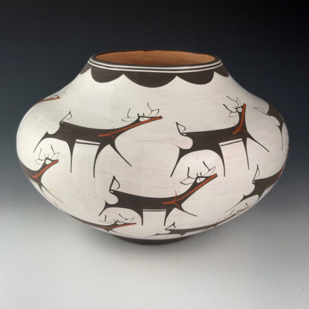 Peynetsa, Anderson - 11" Wide Olla with Heartline Deer and Cloud Rim