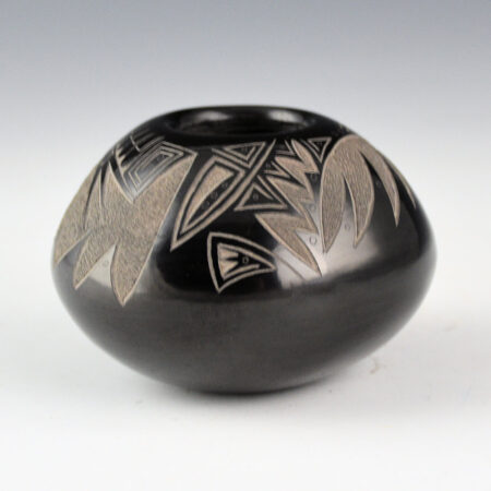 Haungooah, Art Cody - Black Bowl with Feather and Bird Wing Designs (1981)