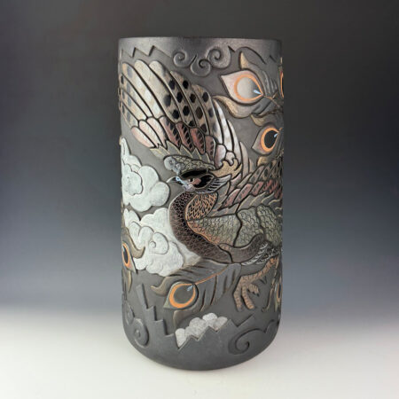 Tafoya, Jennifer & Chris Youngblood - 15" Tall "Feathers of Fire" Phoenix Jar