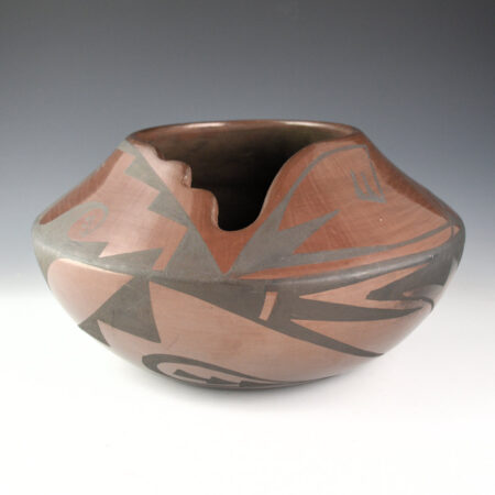 Dunlap, Carlos - 11" Wide Brown Jar with Rain Designs and Kiva Step Rim (1980)