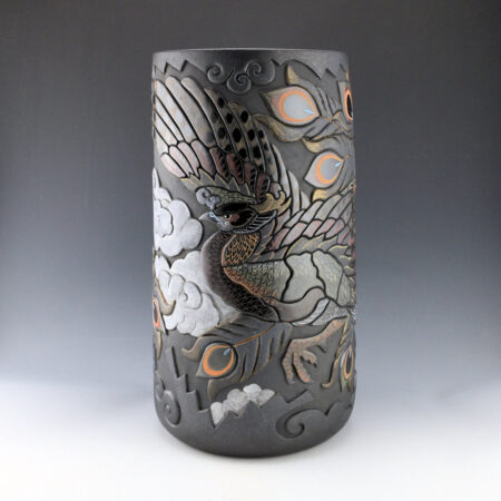 Tafoya, Jennifer & Chris Youngblood - 15" Tall "Feathers of Fire" Phoenix Jar