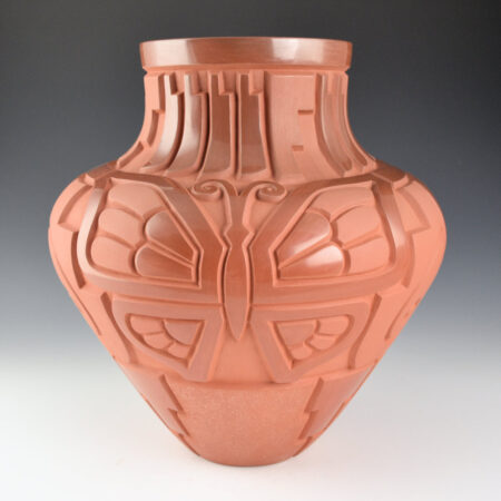 Alternative view of Begay, Daniel - "Family Stories" Water Jar with Carved Hummingbird and Butterfly