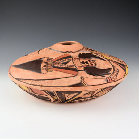 Alternative view of Polacca, Delmar - 11" Wide Jar with Crow Mother Katsinas (1999)