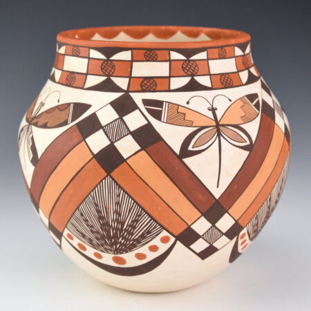Lewis-Garcia, Diane - Polychrome Water Jar with 4 Dragonflies and Rainbows