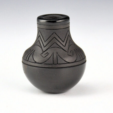 Curran, Dolores - "Poly-Tonal" Jar with Mountains and River Designs