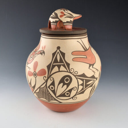 Medina, Marcellus & Elizabeth Medina - Jar with Zia Birds, Flowers, and Lid (2020)