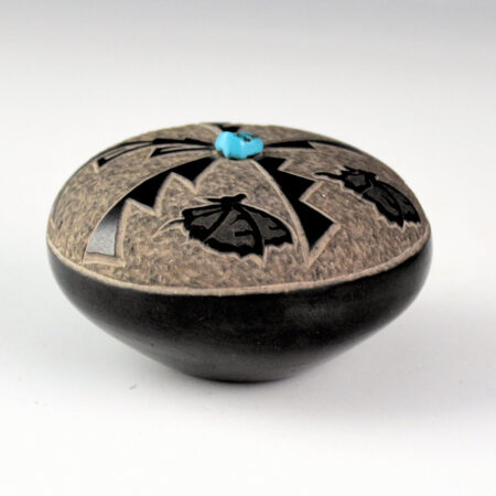 Garcia, Gloria "Golden Rod" - Seedpot with Butterflies, Flower, and Turquoise