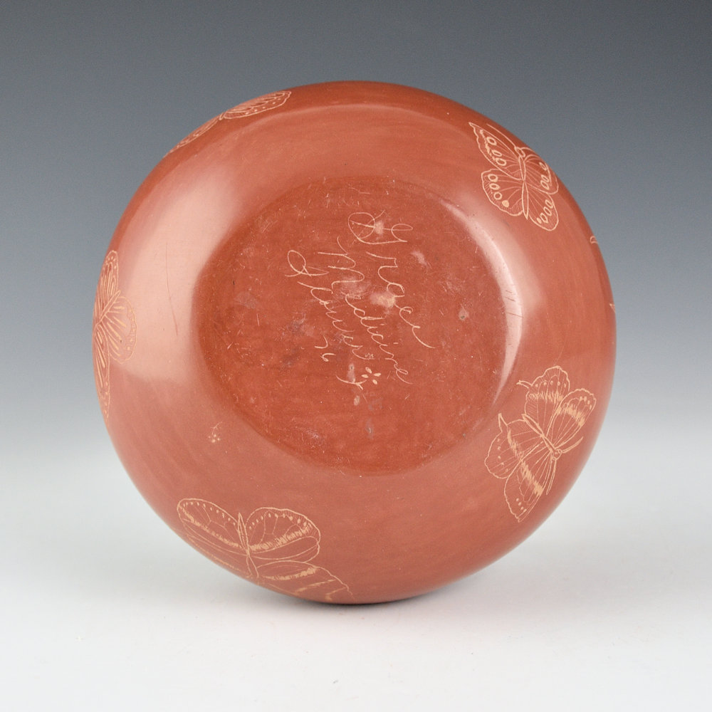 Medicine Flower, Grace - Red and Tan Seedpot with Butterflies (1976) - Image 6