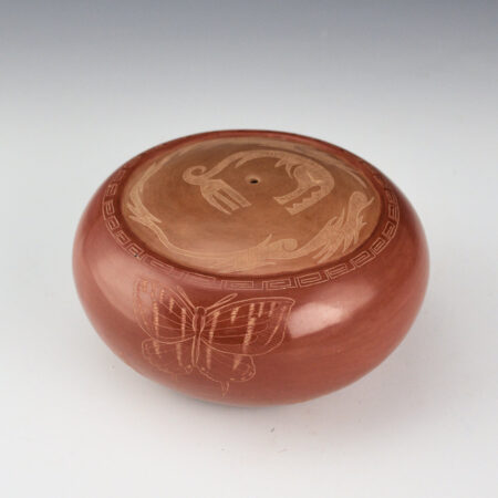Medicine Flower, Grace - Red and Tan Seedpot with Butterflies (1976)