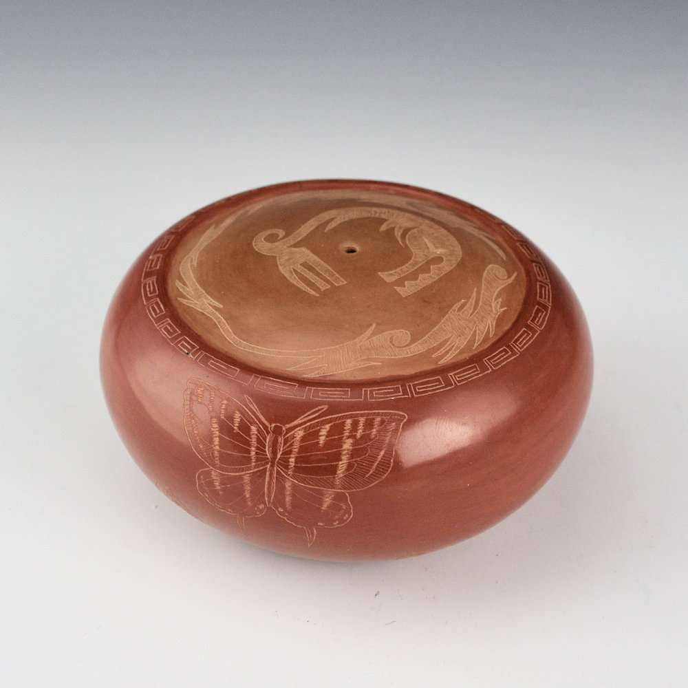 Medicine Flower, Grace - Red and Tan Seedpot with Butterflies (1976)