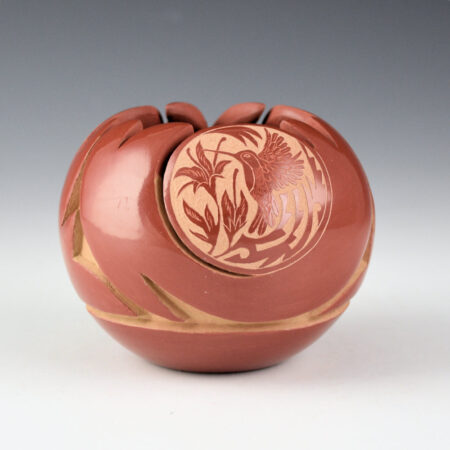 Medicine Flower, Grace - Carved Bowl with Hummingbird Medallions (1990)