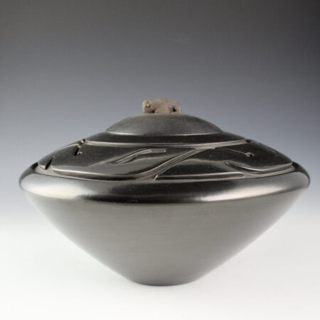 Alternative view of Roller, Jeff - "Among the Grassland" Buffalo Lidded Jar (1994)