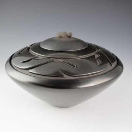 Alternative view of Roller, Jeff - "Among the Grassland" Buffalo Lidded Jar (1994)