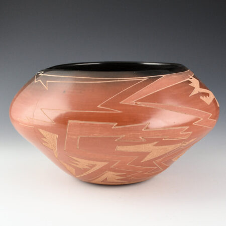 Alternative view of Folwell, Jody - 9" Wide Asymmetric Rim Jar with Lightning Designs