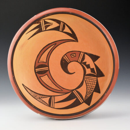Rickey, Marcia - Red and White Open Bowl with Hopi Bird (1970s)