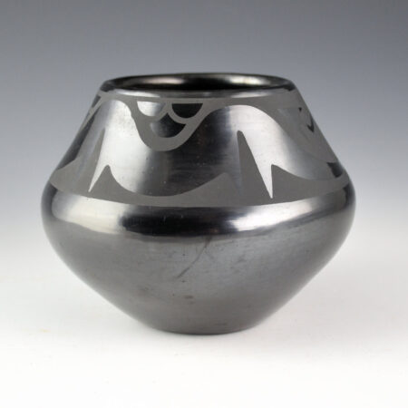 Alternative view of Martinez, Maria - Gunmetal Fired Jar with Avanyu, "Maria + Popovi 465" (1964)