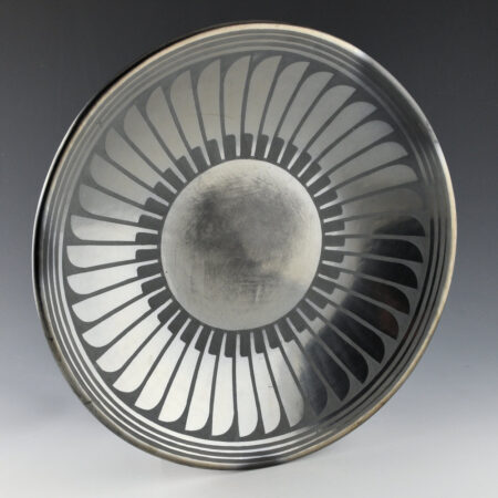Martinez, Maria - 11" Gunmetal Fired Feather Plate "Maria + Popovi 964" (1964)
