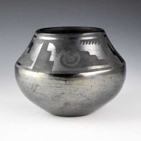 Alternative view of Martinez, Maria - Gunmetal Fired Jar with Clouds and Rain "Marie + Julian" (1925-30)