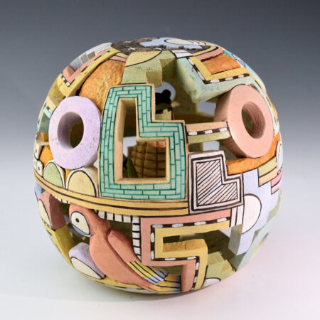 Alternative view of Honyouti, Mavasta - "Guardians of the Rain"  Cottonwood Sphere Carving