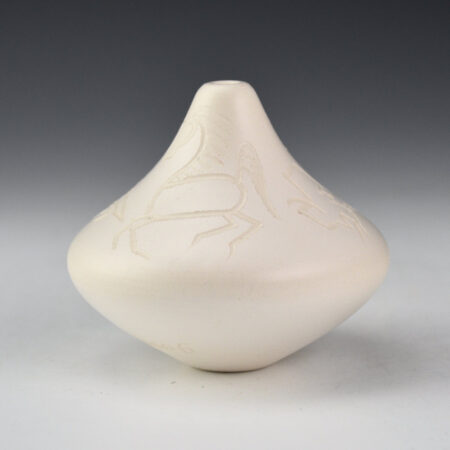 Alternative view of Pahponee - Small White Jar with Horses, Buffalo, and Wolf (2006)