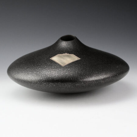 Duwyenie, Preston - 8" Wide Micaceous Black Jar with Silver Inset
