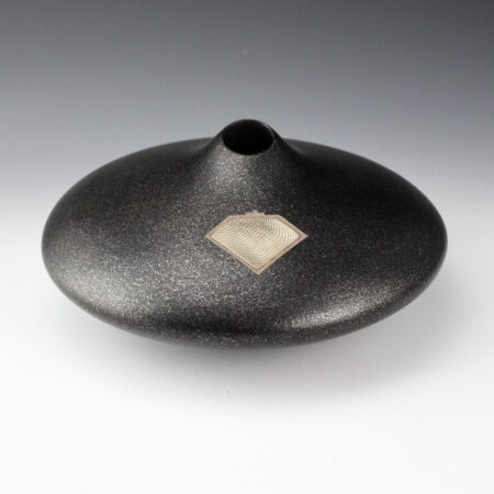 Alternative view of Duwyenie, Preston - 8" Wide Micaceous Black Jar with Silver Inset
