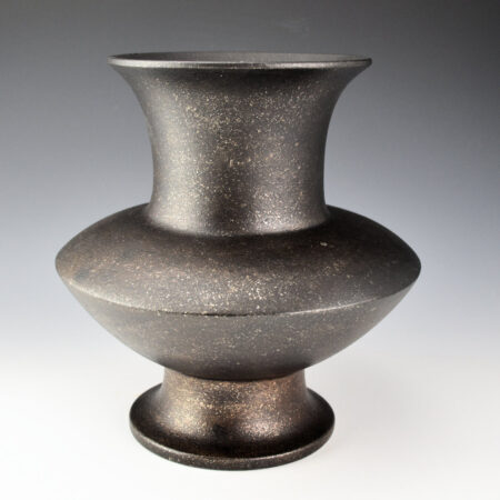 Vigil, Robert - 8.5" Tall Black Micaceous Jar with Sharp Shoulder (Nambe)